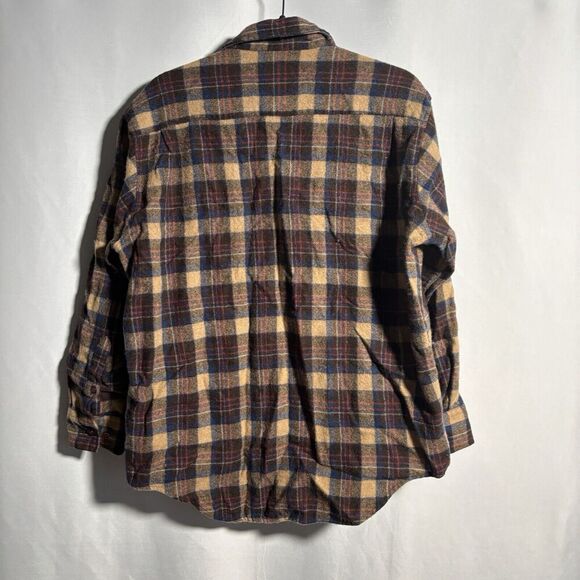 VTG Ponderosa Wool‎ Blnd Plaid Rugged Button Shirt Mens XL Outdoor Brown PATCHED - Picture 2 of 6